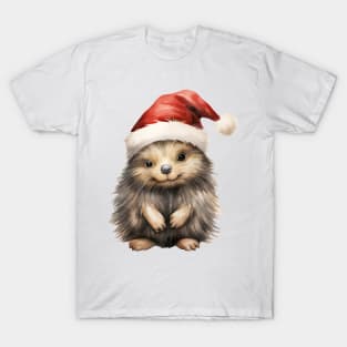 North American Porcupine in Santa Hat T-Shirt